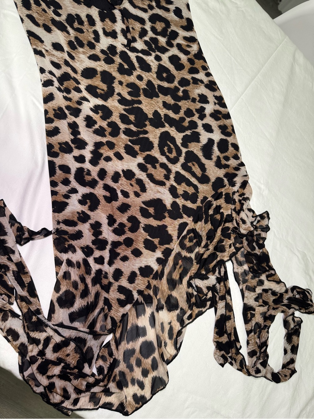 Leopard-Print Asymmetrical Ruffle Dress - Picture 4 of 8